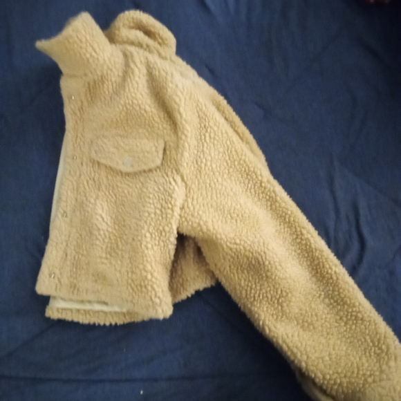 Teddy Cropped Fluffy Jacket- Nude - Picture 2 of 7